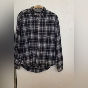 Eddie Bauer Black and White Checkered Flannel Shirt
